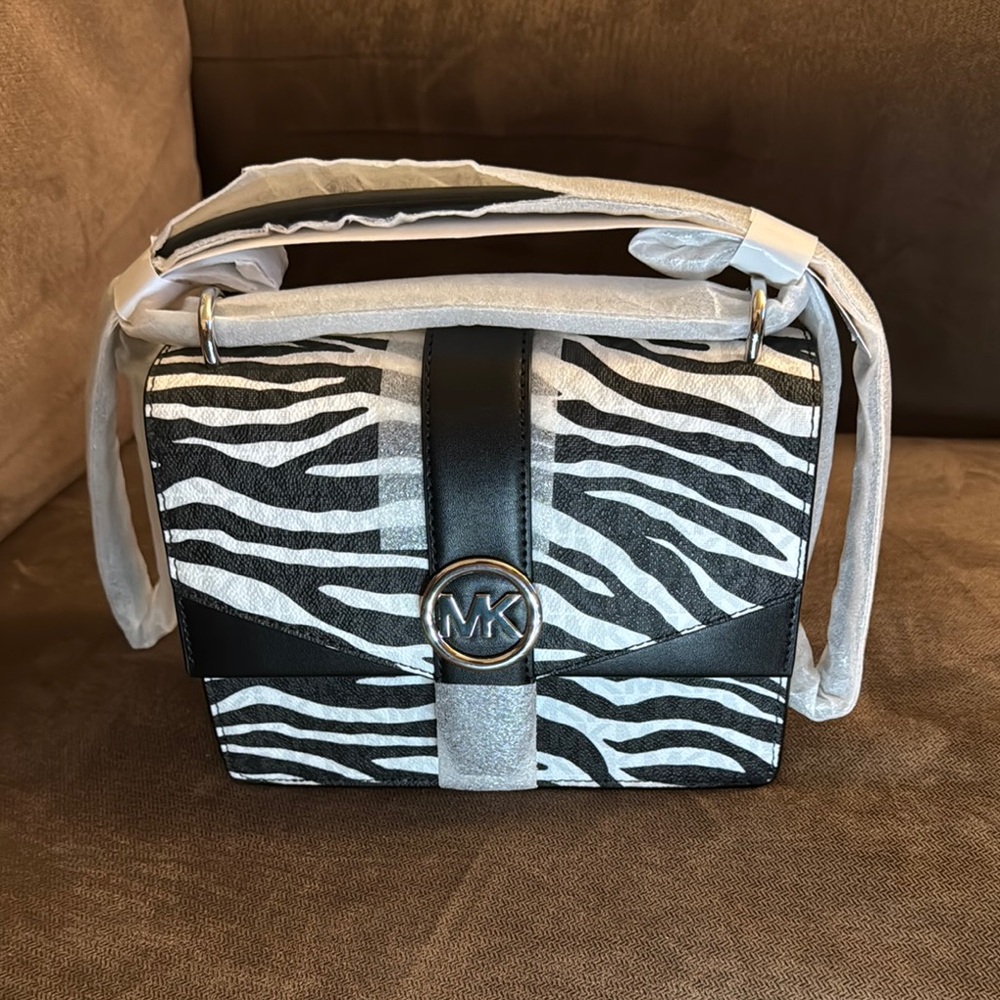 Michael Kors Black and White Zebra Crossbody Bag